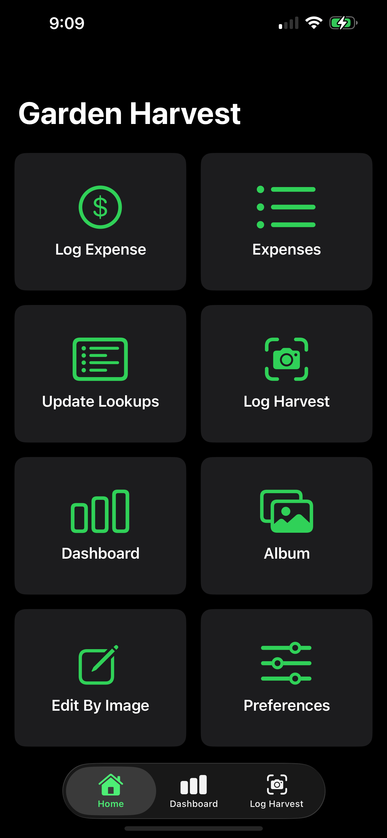 GardenHarvest app screenshot